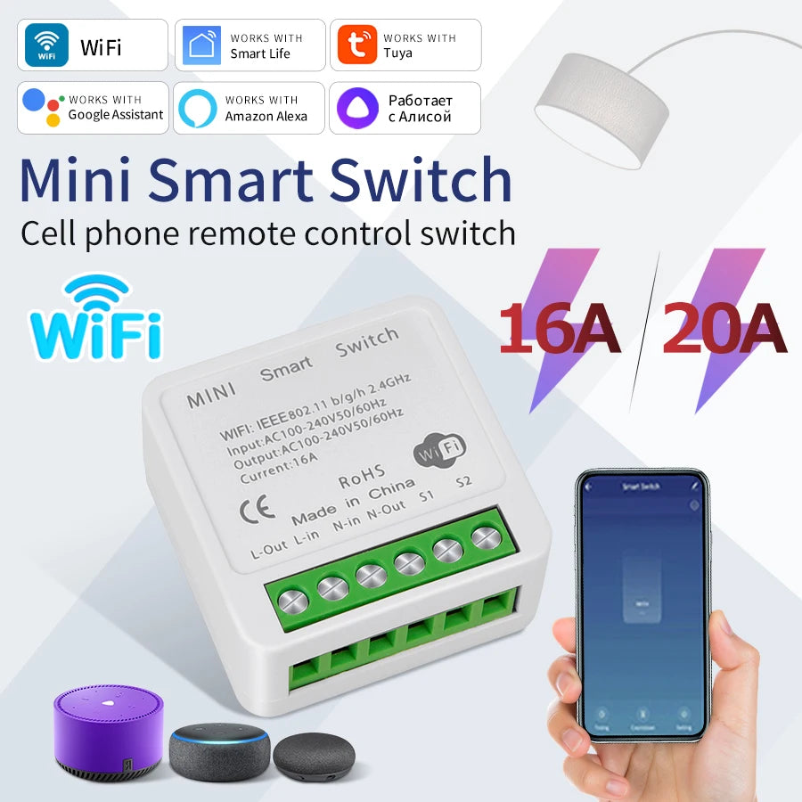 WiFi Smart Switch Module 16A 20A With Energy Monitoring