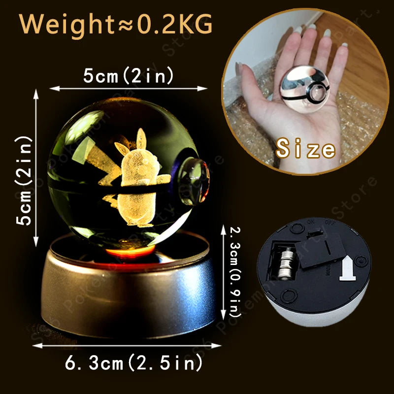 3D Crystal Pokeball LED Night Light – Gift Statue