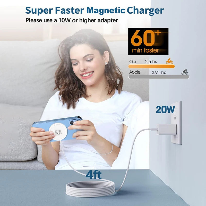15W Magnetic Wireless Charger With USB-C Cable