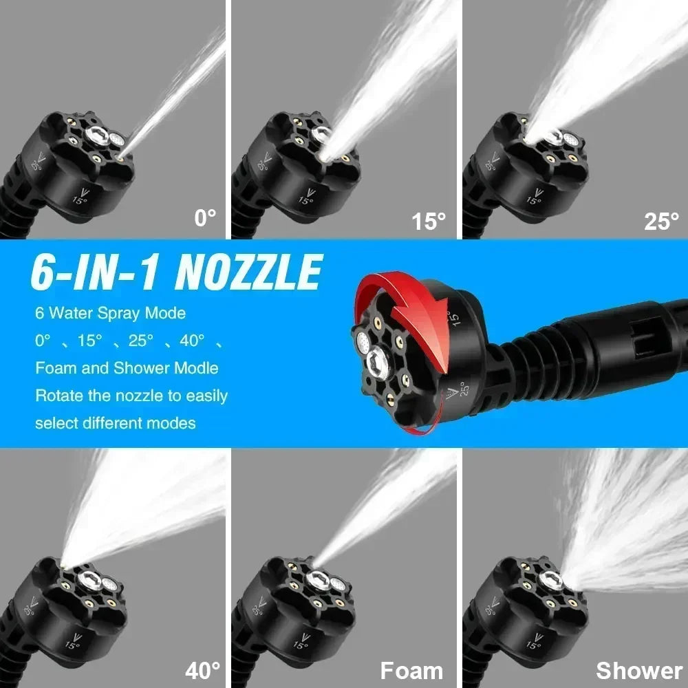 Cordless Brushless Pressure Washer 200 Bar 6‑in‑1 Nozzle