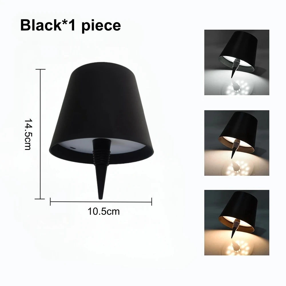 1pc Black Color Rechargeable LED Bottle Table Lamp Touch Dimmable