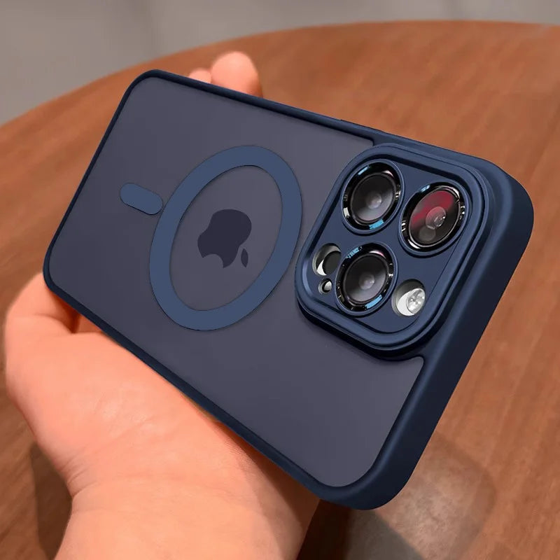 Navy Blue Color Matte Magnetic Armor Case For iPhone – Shockproof Cover