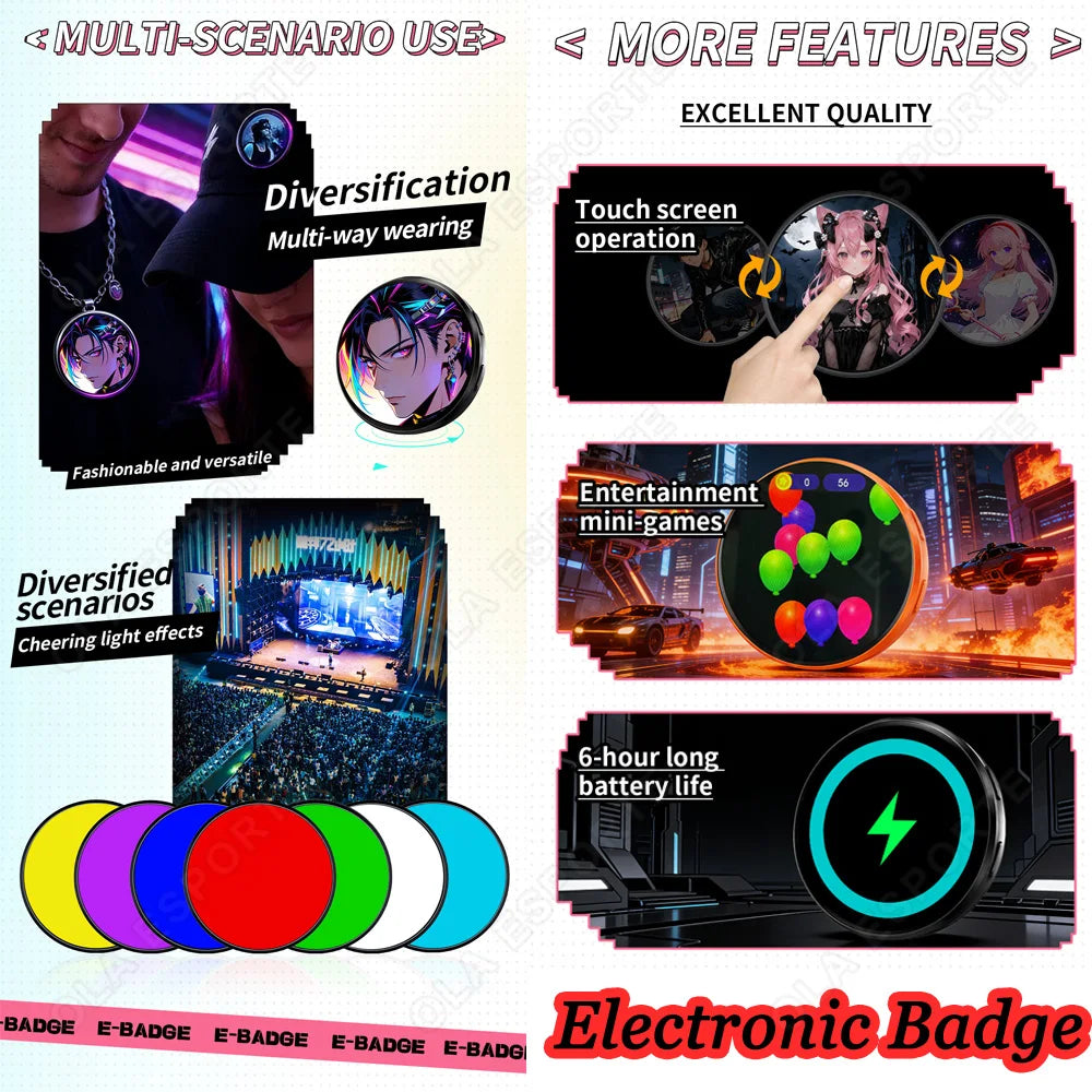 Bluetooth Digital Anime Badge – Dynamic Display Pin