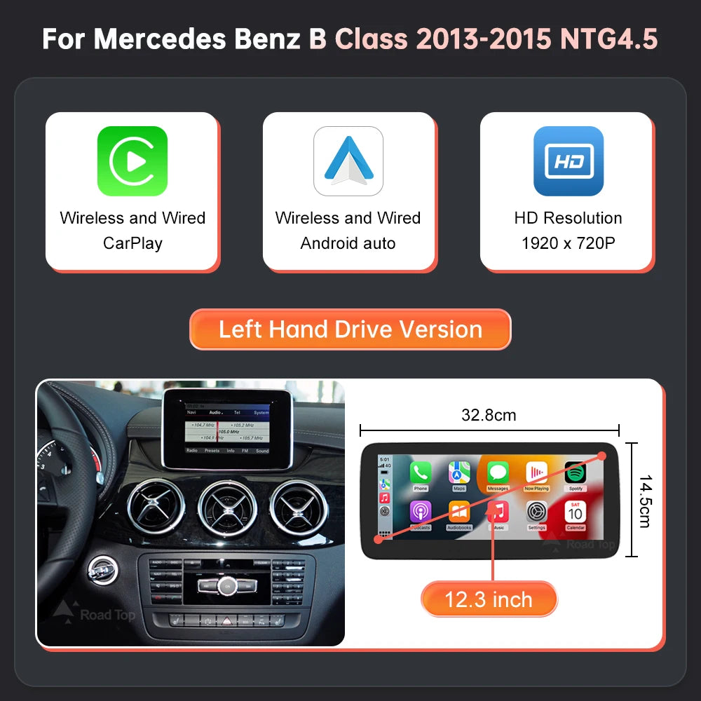 12.3 B class LHD Color Wireless CarPlay Android Auto Screen For Mercedes-Benz
