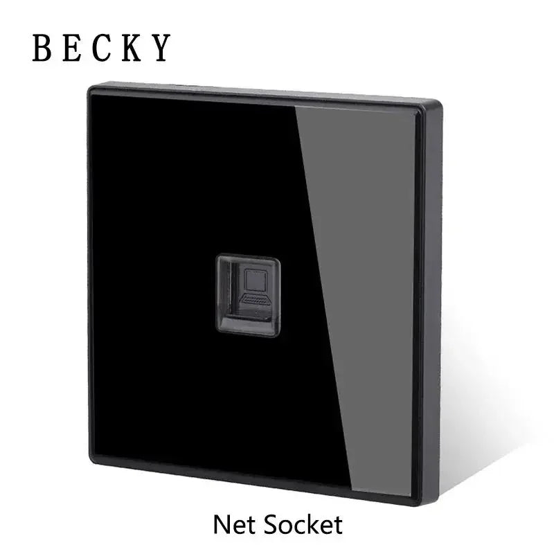 Net Socket - Black Color Retro Glass Panel Toggle Light Switch with LED Indicator