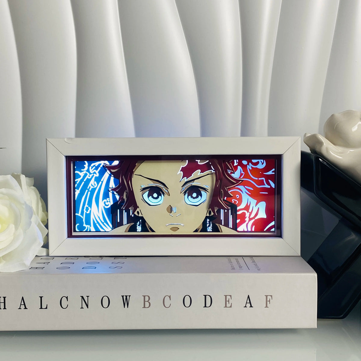 82-RGB Color Anime Paper Cut Shadow Light Box Night Light Decor