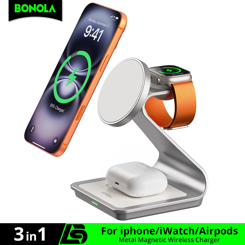 3-in-1 Magnetic Wireless Charging Dock for Apple Devices