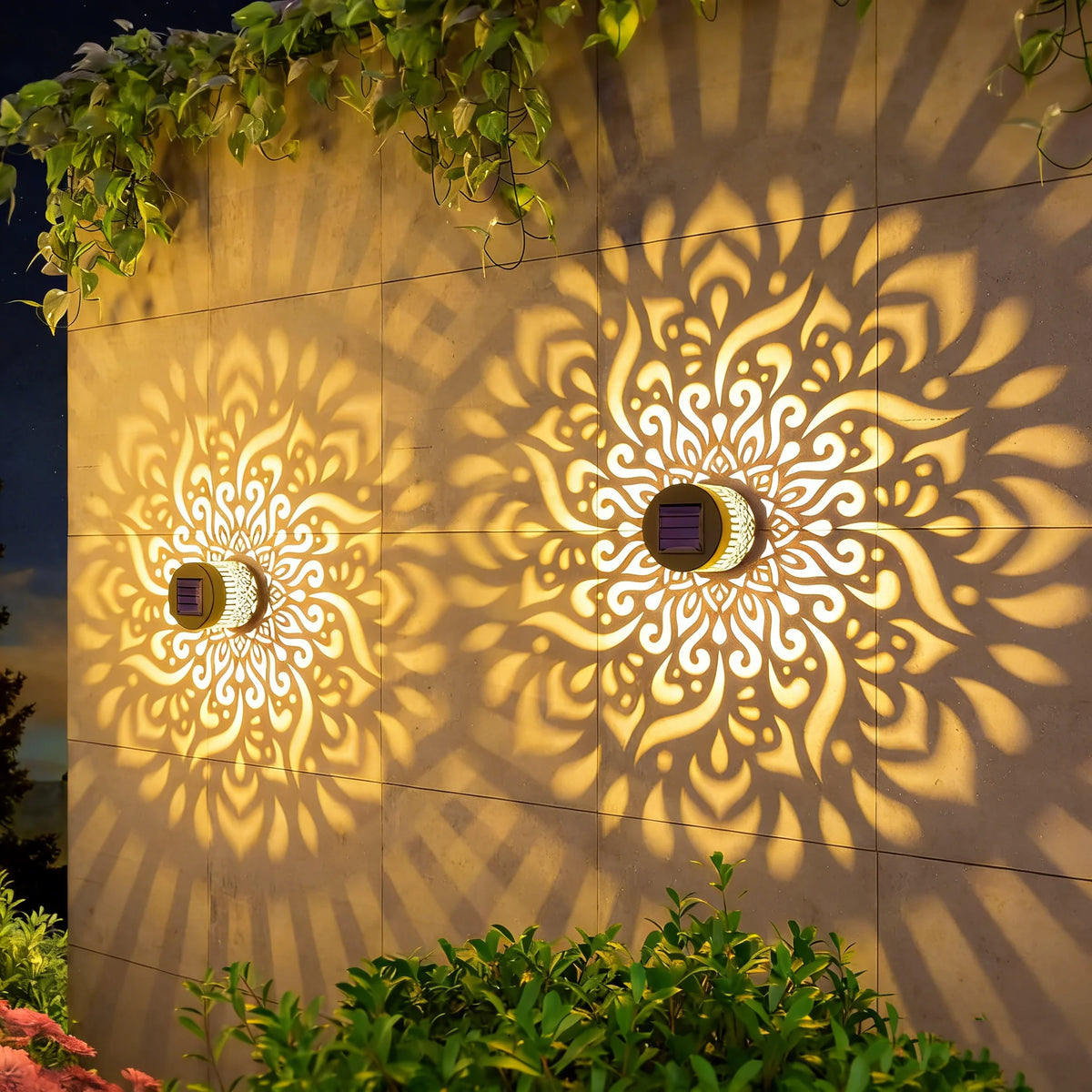 Solar Mandala Sunflower Projector Wall Lamp for Garden