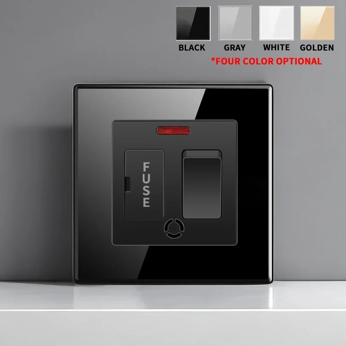 13A Switch with FUSE Color Tempered Glass Wall Switch Socket with Indicator Light