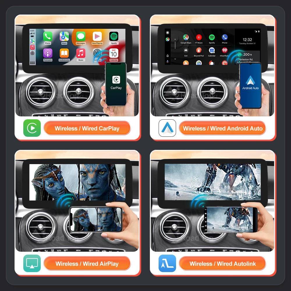 Wireless CarPlay Android Auto Screen for Mercedes C/GLC