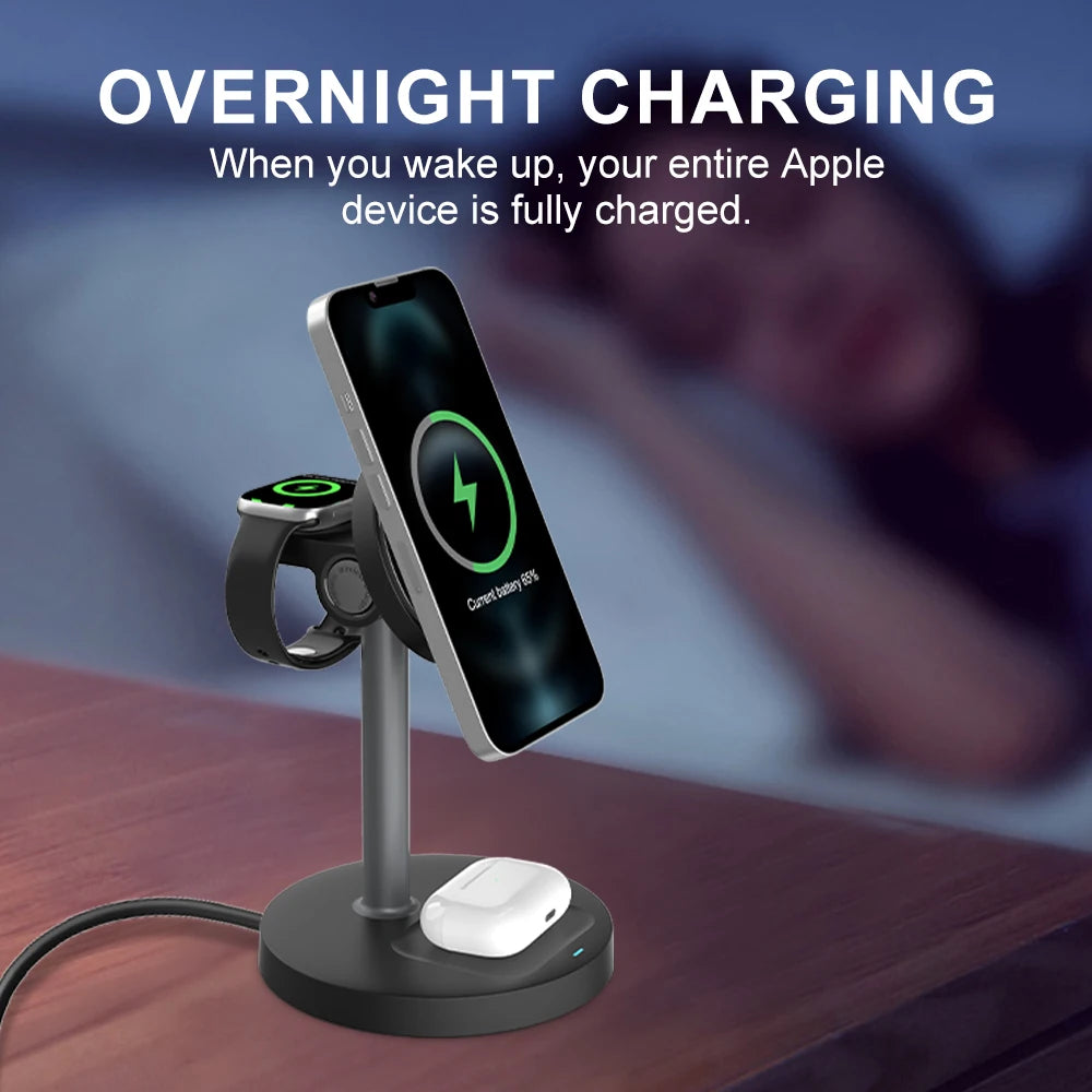3-in-1 Magnetic Wireless Charging Stand For Apple Devices