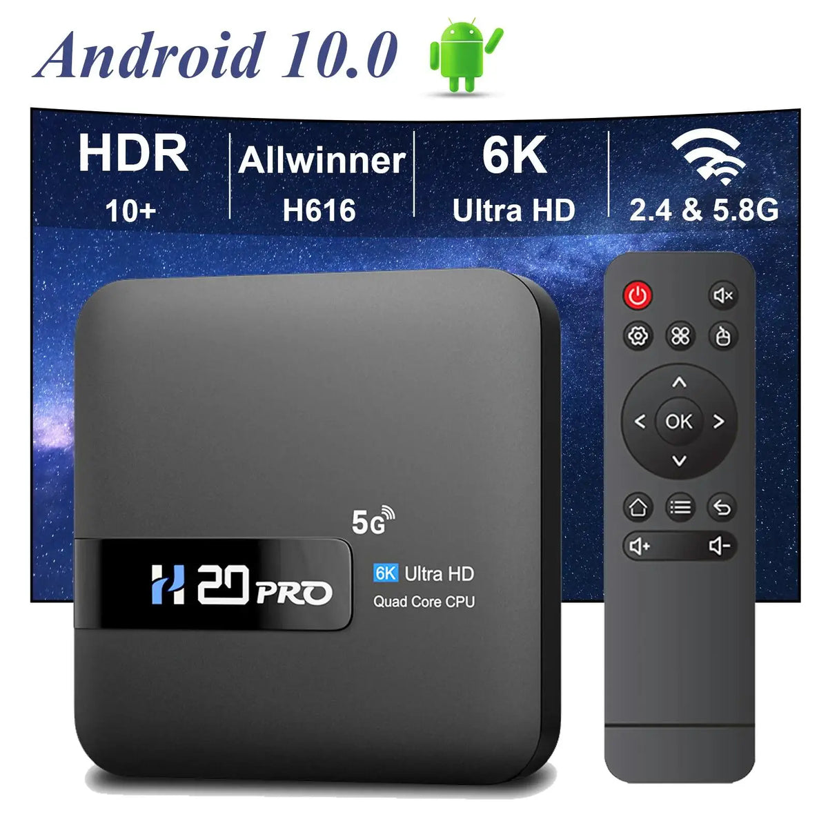 Android 10 6K Smart TV Box With WiFi 6 And HDR10