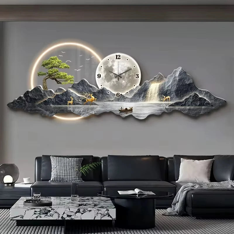 LED Wooden Wall Clock Lamp – Modern Silent Decor