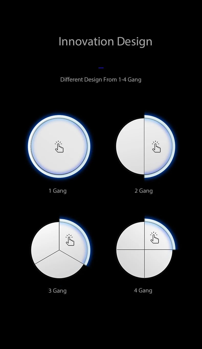 Aluminum Wall Light Switch With Round LED Push Button