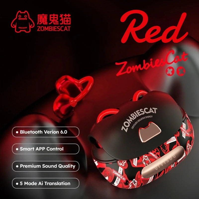 Red Color Open-Ear Clip Bluetooth Earbuds – Graffiti Bag-Style Case