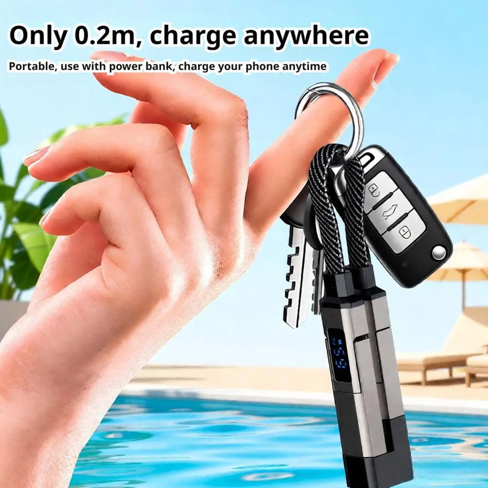 65W 4-in-1 Keychain Charging Cable With Power Display