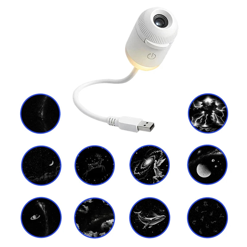 10 Slides Emitting Color Mini Galaxy Star Projector Night Light – 2-in-1 Design