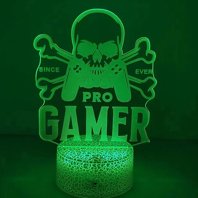 WHITE Emitting Color 3D Gaming Night Light Lamp – Multicolor LED Game Decor