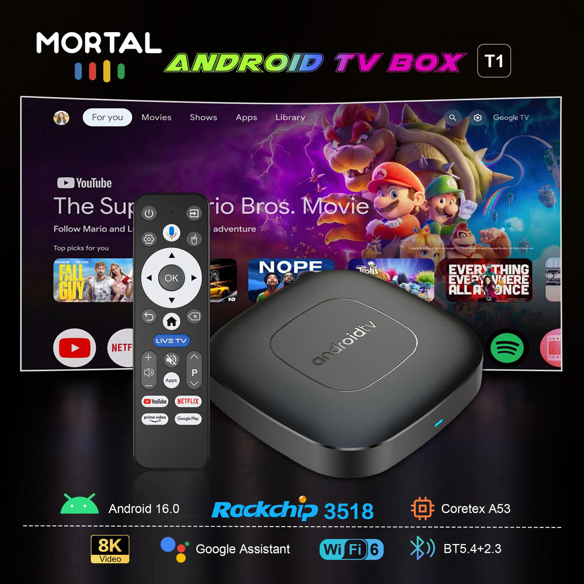 Android TV Box With 4K Streaming And Google Assistant