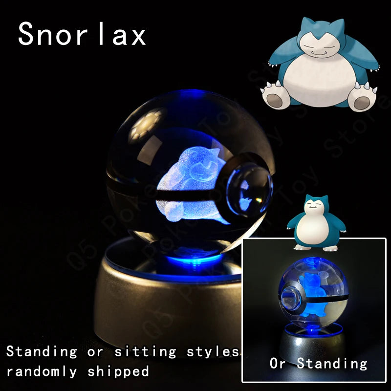 11 Snorlax Emitting Color 3D Crystal Pokeball LED Night Light – Gift Statue