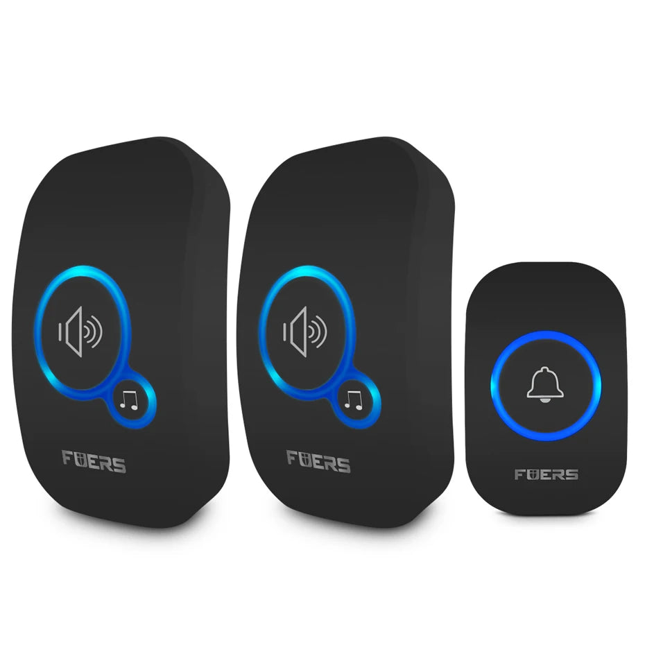 Black KIT3 Color Wireless Doorbell Chime – Waterproof, 32 Melodies & Alarm