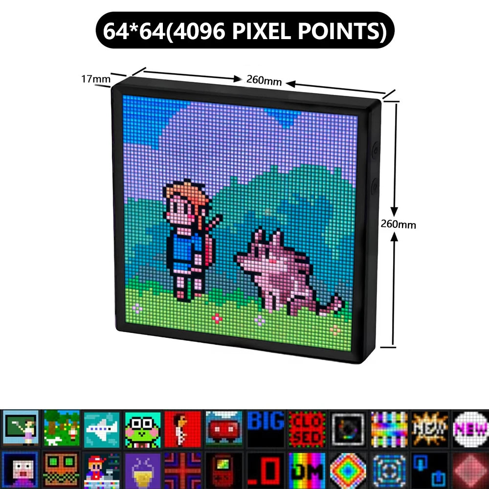 64x64 Emitting Color LED Pixel Art Display Frame 64x64 RGB Smart Night Light