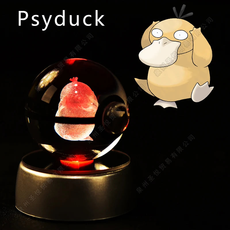 24 Psyduck Emitting Color 3D Crystal Pokeball LED Night Light – Gift Statue