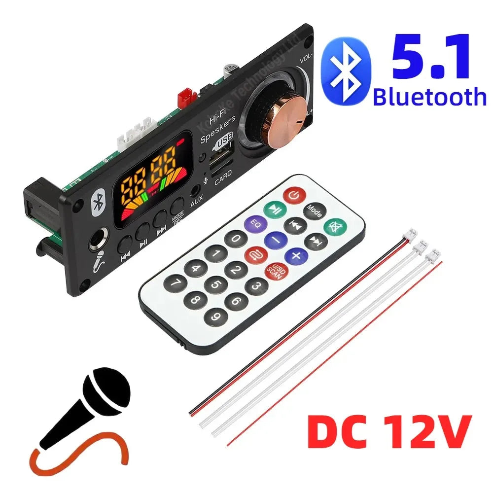 DC 12V Color Bluetooth MP3 Decoder Board 12V USB TF FM Car Audio Module