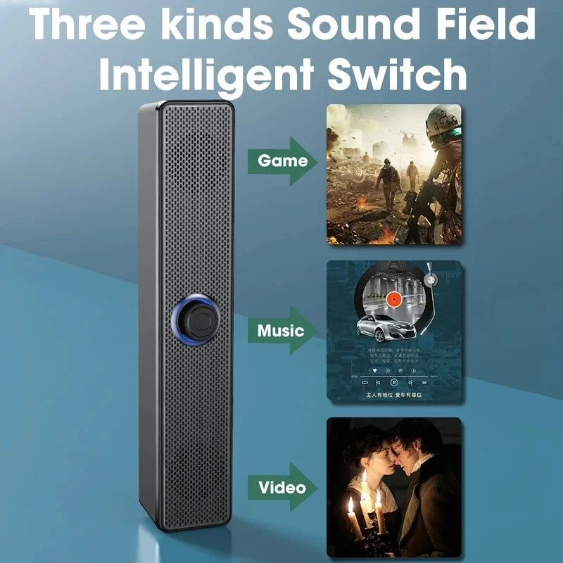 Bluetooth Computer Soundbar Speaker – 3D Stereo Bass