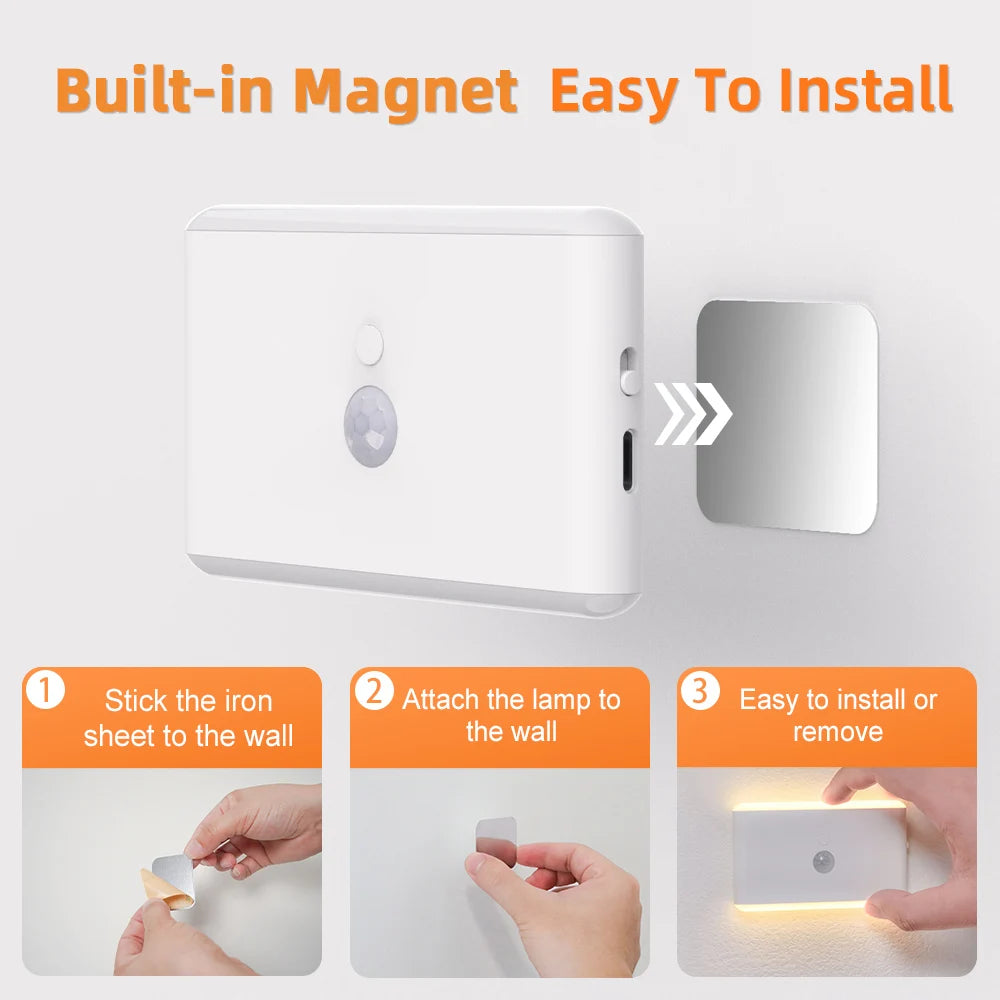 Magnetic LED Motion Sensor Night Light – USB Rechargeable