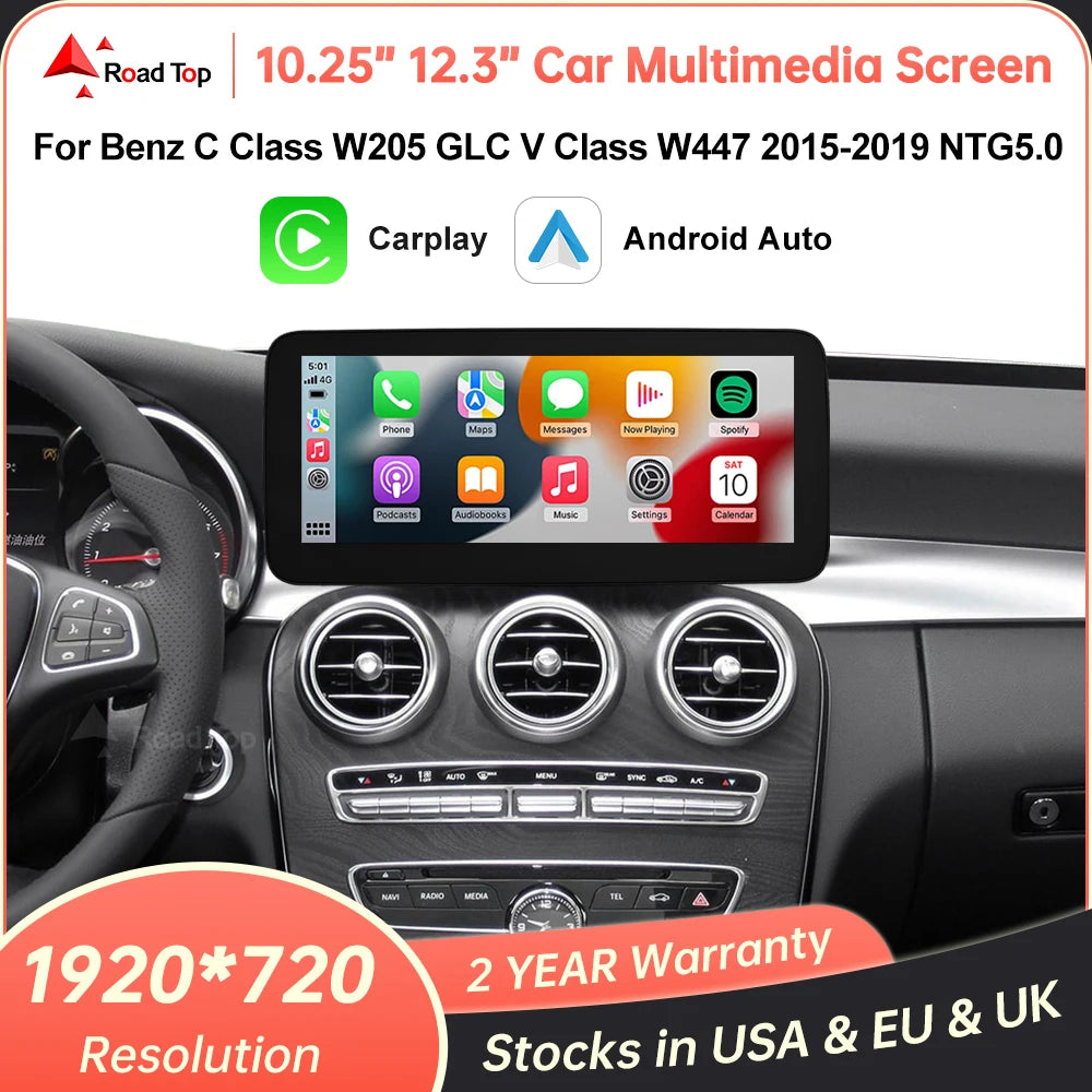 Wireless CarPlay Android Auto Screen for Mercedes C/GLC