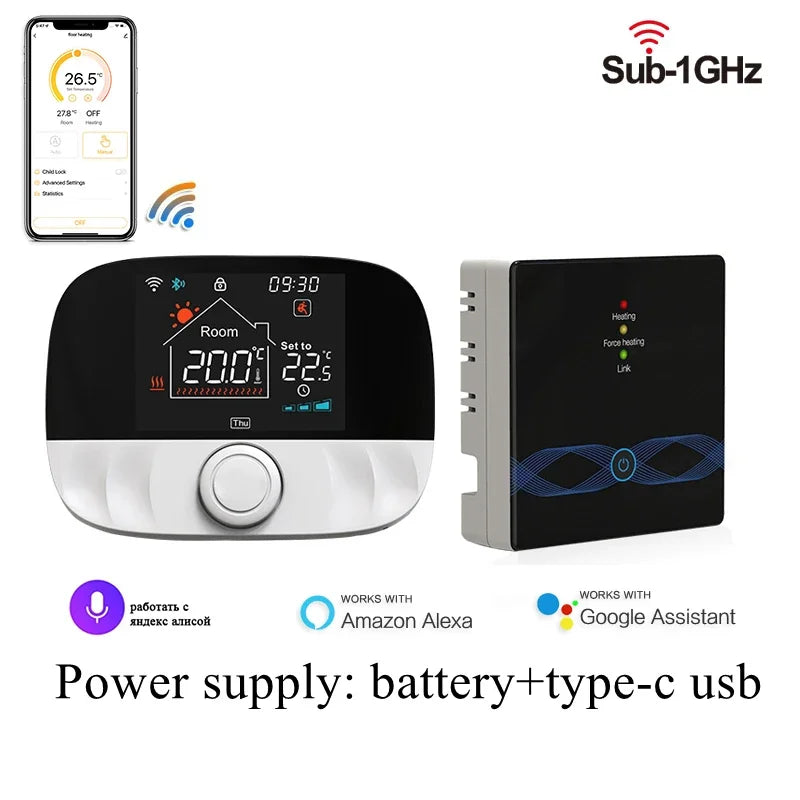 WiFi(Black) Color WiFi RF Smart Thermostat For Boiler And Electric Heating