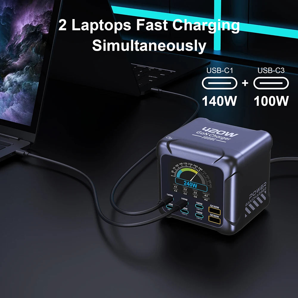 420W GaN Desktop Charger With 6 USB-C & 2 USB-A Ports