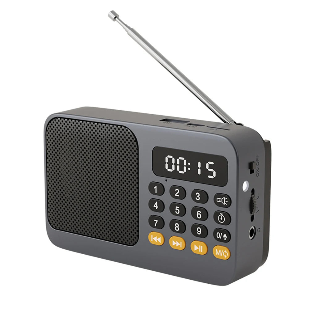 black Color Portable FM Radio Speaker With Bluetooth And Flashlight