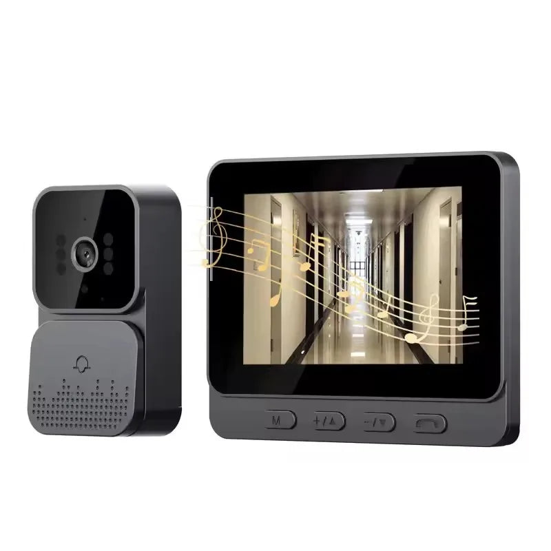 black Color Wireless Video Doorbell Camera With 4.3" HD Screen