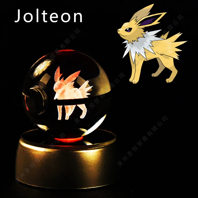 37 Jolteon Emitting Color 3D Crystal Pokeball LED Night Light – Gift Statue