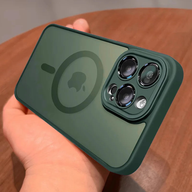 green Color Matte Magnetic Armor Case For iPhone – Shockproof Cover
