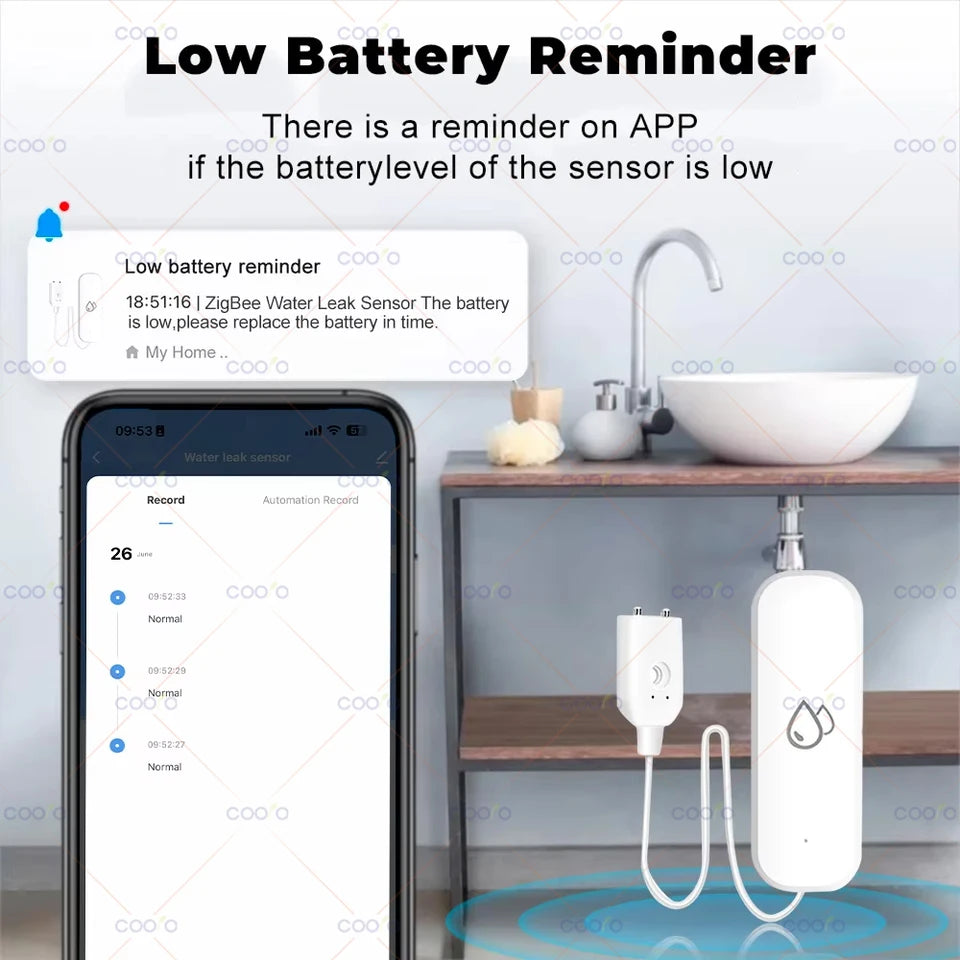 Zigbee Water Leak Alarm Sensor – Smart App Alerts