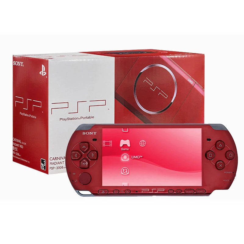Red Color PSP 3000 Handheld Game Console – Refurbished With 20 Games