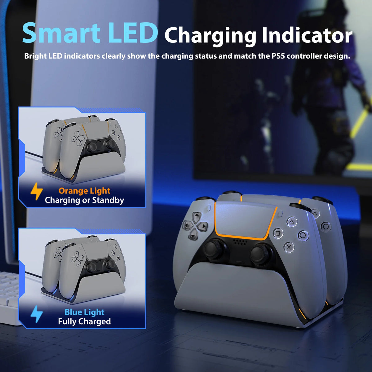 Dual Charging Dock for PS5 Controllers – Compact Stand