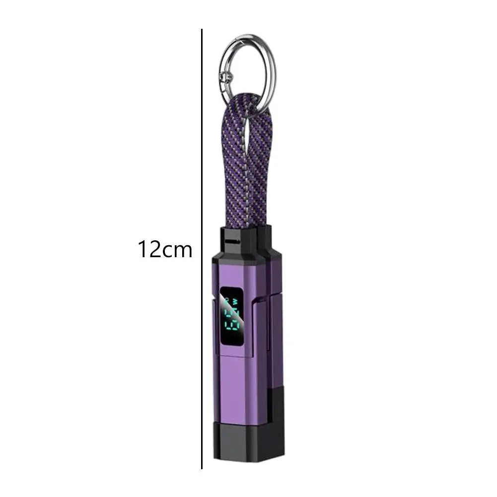 65W 4-in-1 Keychain Charging Cable With Power Display
