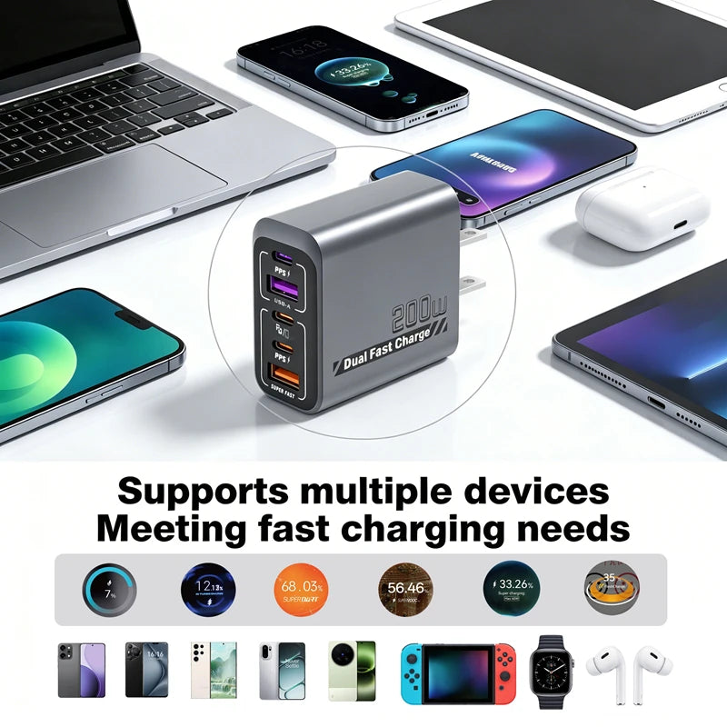 GaN 120W Multi-Port USB PD Travel Wall Charger