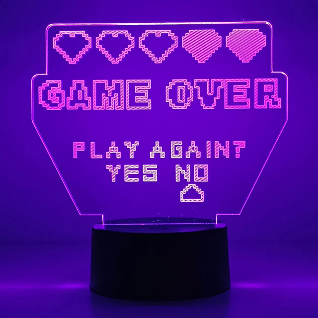 light pink Emitting Color 3D Gaming Night Light Lamp – Multicolor LED Game Decor