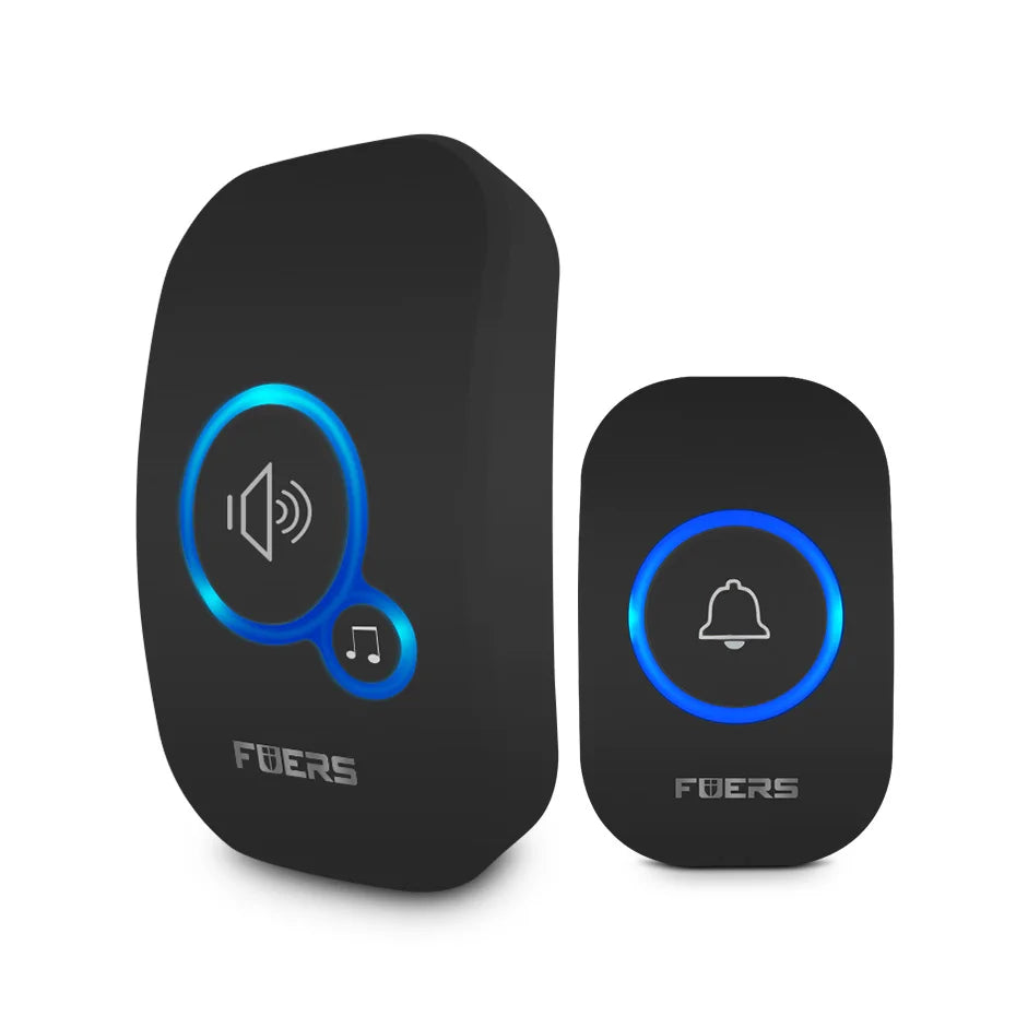 Black KIT1 Color Wireless Doorbell Chime – Waterproof, 32 Melodies & Alarm