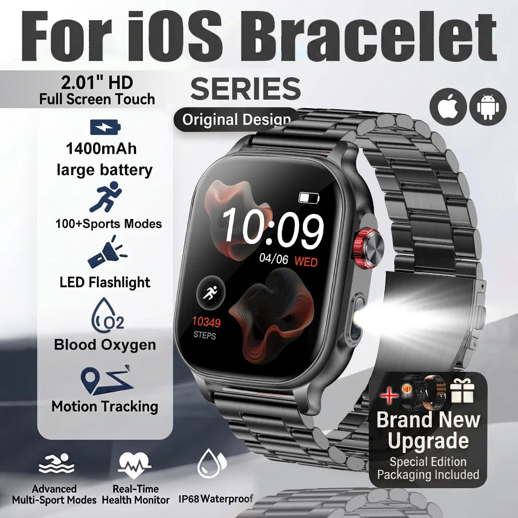 Black Steel 2A Color Rugged AMOLED Smart Watch With GPS, Flashlight & Calls