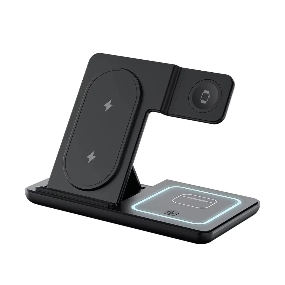 Black Color 3-in-1 Magnetic Wireless Charging Stand for Apple Devices