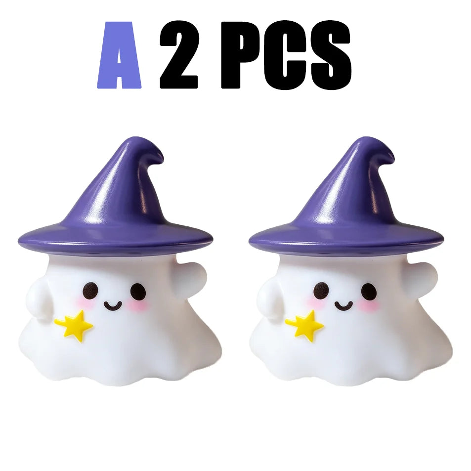 A 2 PCS Color Halloween Ghost Pumpkin Silicone LED Night Light Decor