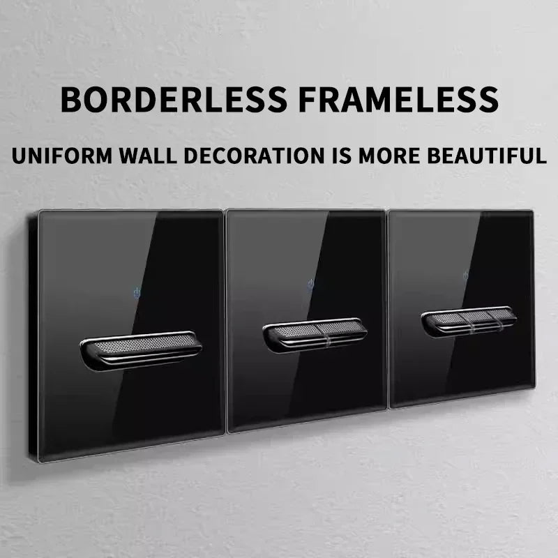 Tempered Glass Wall Switch Socket with Indicator Light