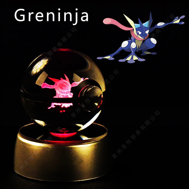 21 Greninja Emitting Color 3D Crystal Pokeball LED Night Light – Gift Statue