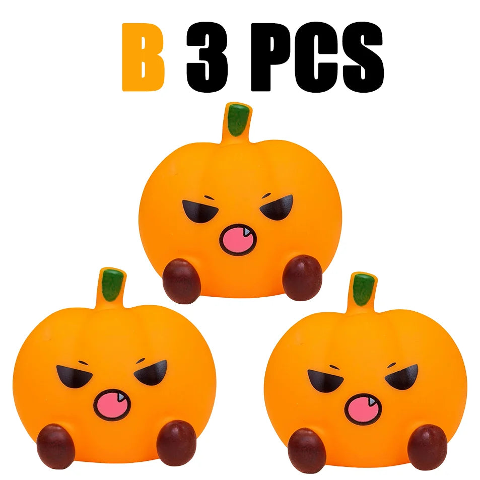 B 3 PCS Color Halloween Ghost Pumpkin Silicone LED Night Light Decor